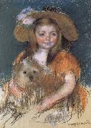 The girl holding the dog Mary Cassatt